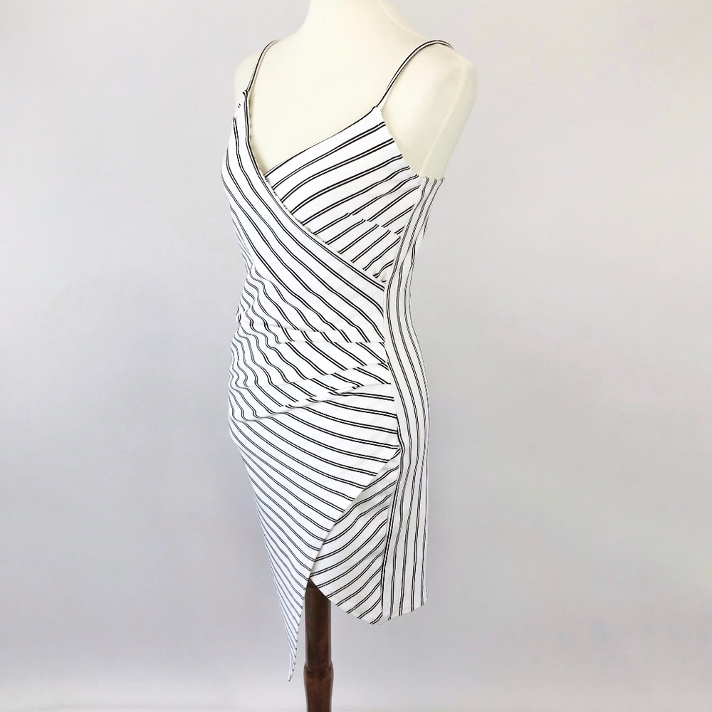 Mind Code White/Black Striped Asymmetrical Dress - image 4